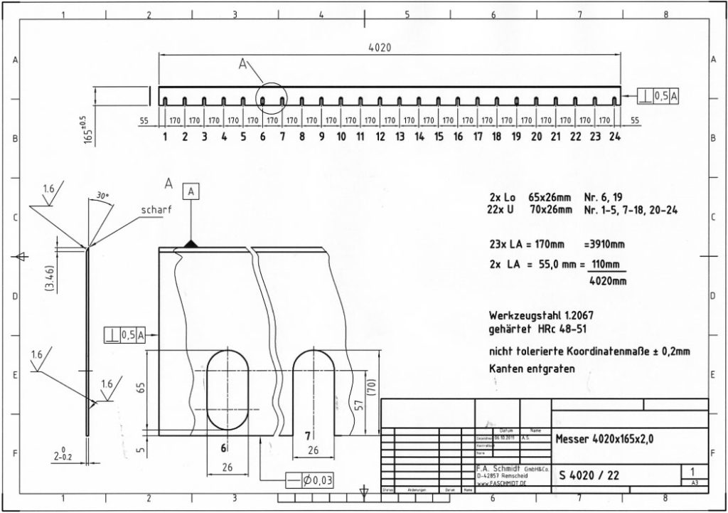 Scraper blades drawing